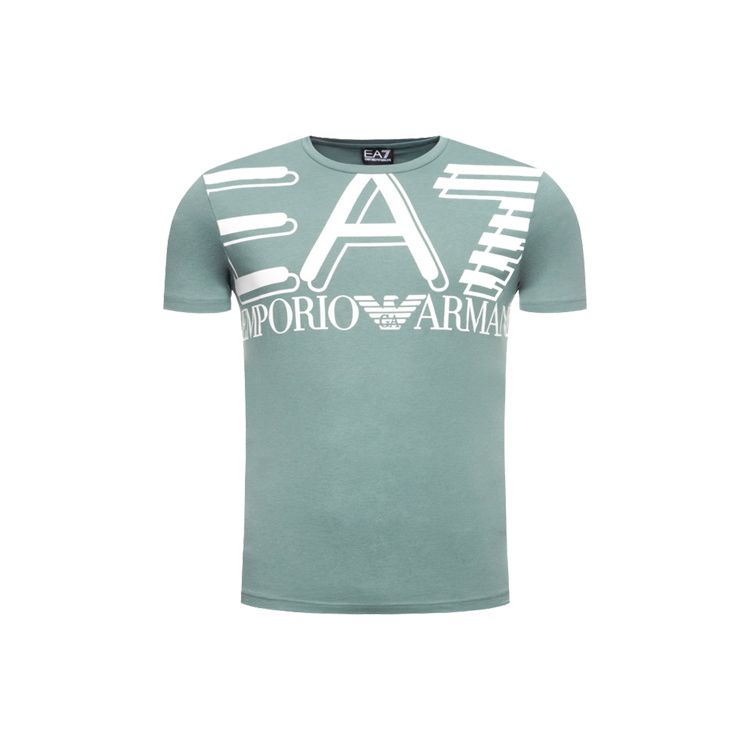 Emporio Armani Lente/Zomer 22 Ea7 Letterprint Ronde Hals Korte Mouw T-shirt Heren tops Groen 3HPT09-PJ02Z-1858 S