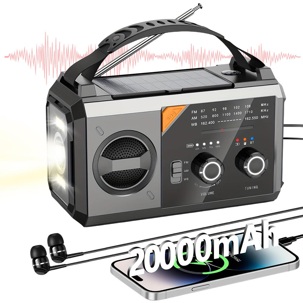 20000mAh Solar Hand Crank Emergency Radio Compass Cell Phone Charger AM FM NOAA Emergency Weather Radio for Home and Emergency