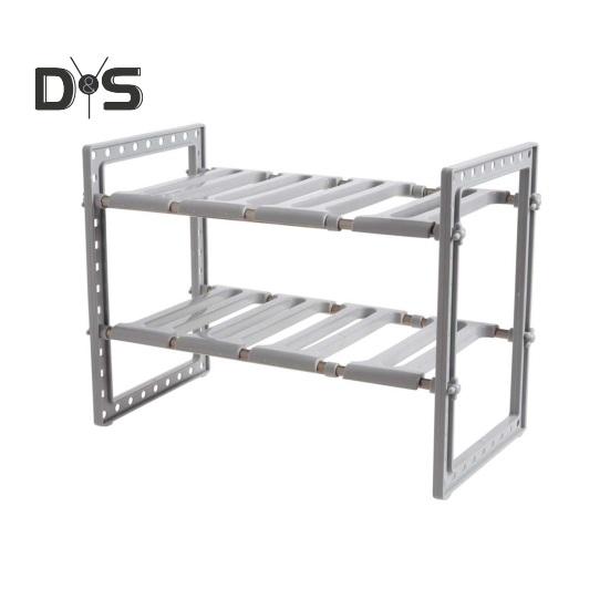 

Стеллаж для хранения, органайзер для шкафа, большая вместительная полка с регулируемой высотой, 2-уровневый держатель для хранения в кухне и ванной комнате, органайзер для кладовой серый