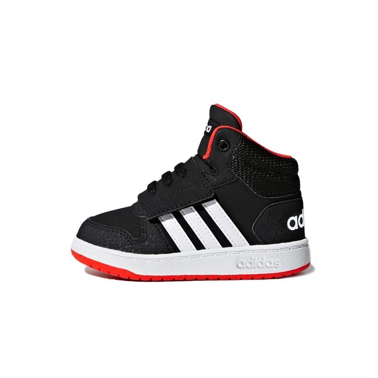 (TD) adidas Hoops 2.0 Mid Black White Red Baby B75945 EU 21
