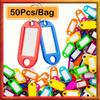50pcs Key ID Label Colorful Key Holder Plastic with Keyring ID Tags Name Label Card Portable