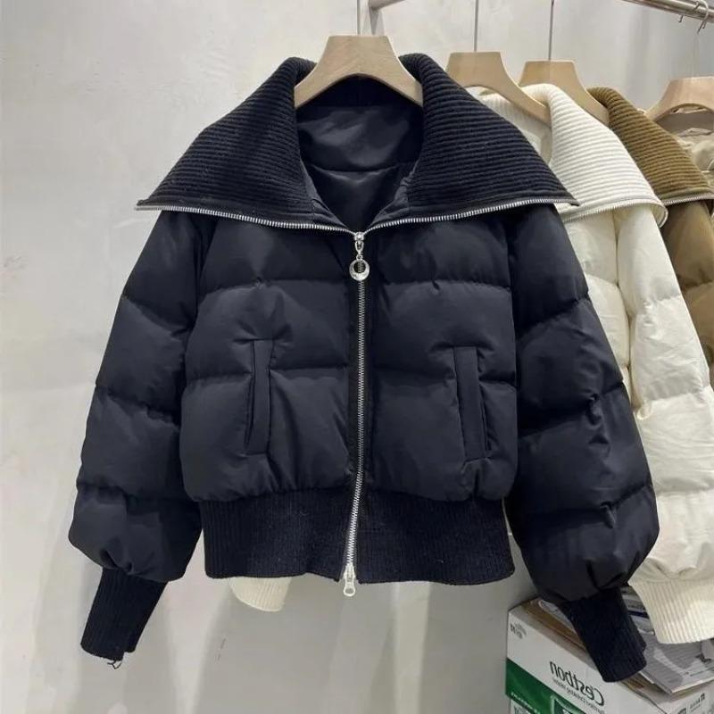 Coats for Women Winter Cotton Jacket Lapel Collar Thickened Velvet Windbreaker Loose Casual Coat Top