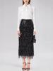 Women's Solid Color Sequin Tassel Long Pencil Skirt with Slit - European & American Fashion