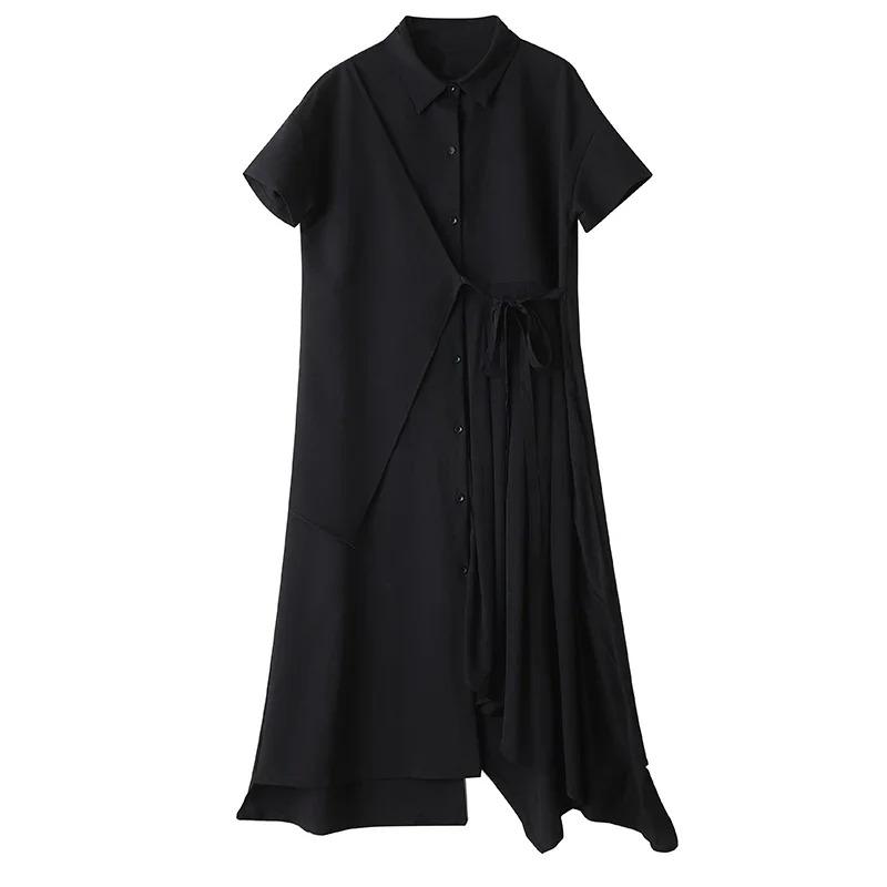 

XITAO Asymmetrical Short Sleeve Female Dress GYX1655 One Size чёрный