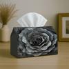 1pc Dramatic Romantic Monochrome Tissue Box Holder - Rose Flower Gray, Perfect for Living Room, Dining Room, Bedroom, Bathroom, Bar, or Office Decor, 