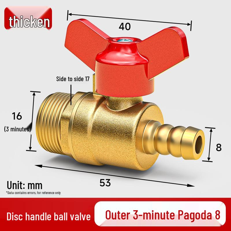 Heavy-Duty 1/2" Brass Ball Valve for Air and Water Pipes, Internal/External Thread