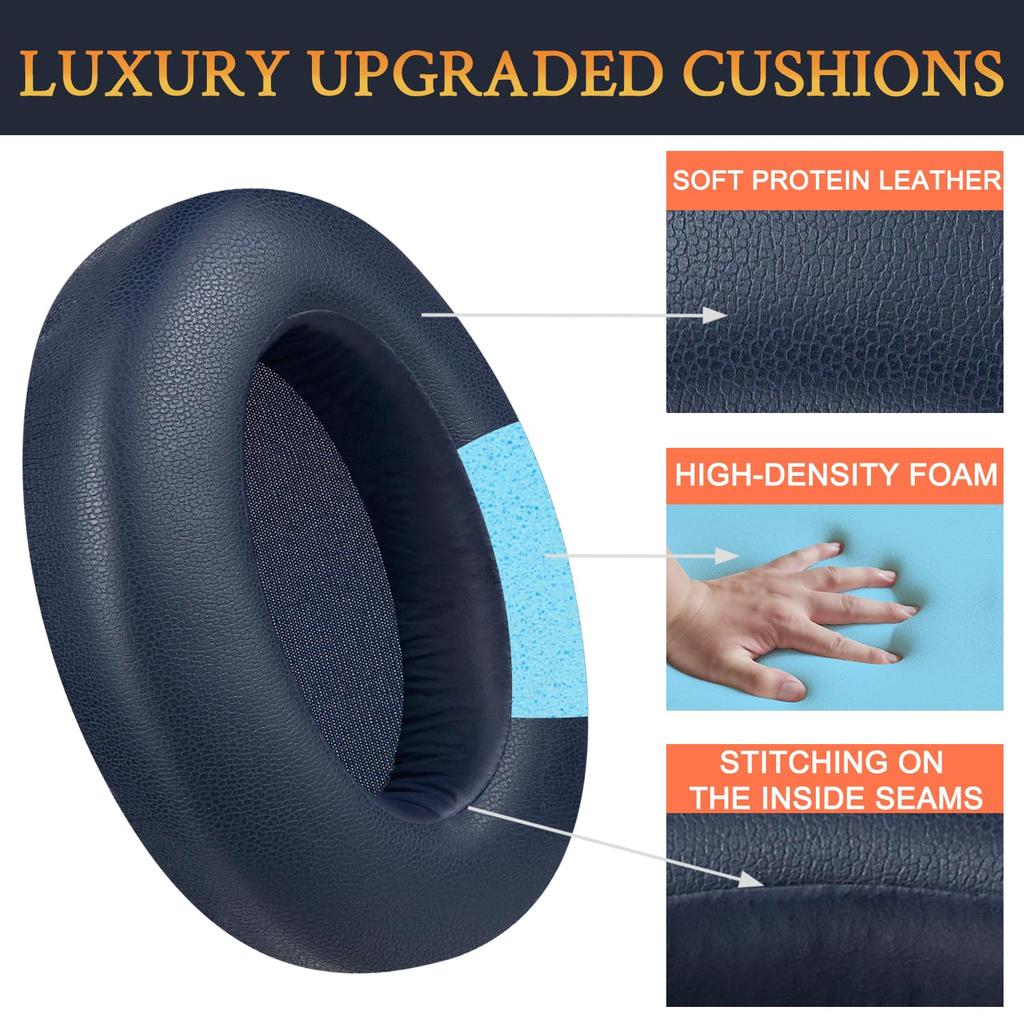 SOULWIT Replacement Protein Leather Ear Pads and Cushions for Sony WH-XB910N Wireless Noise-Canceling Headphones (XB910 Extra Bass) - Blue