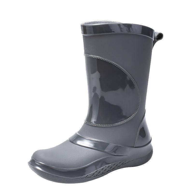 

Женские водонепроницаемые сапоги, новые резиновые сапоги, модные модели, водонепроницаемые сапоги, резиновая обувь, водонепроницаемый и нескользящий бархат, теплые водонепроницаемые сапоги средней высоты 41 серый