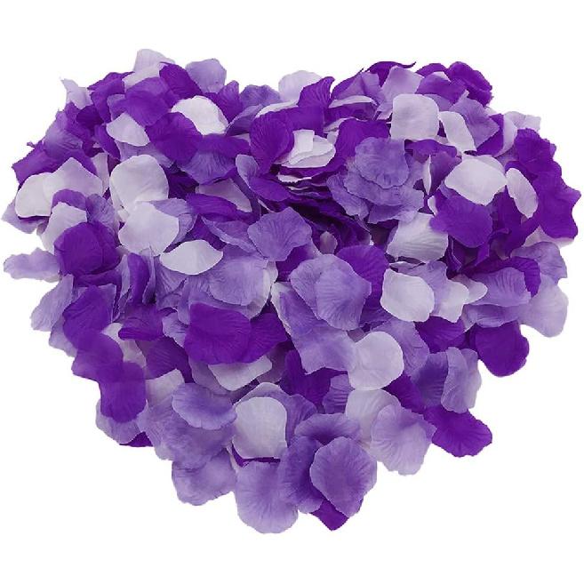 Joinwin 1200 PCS Purple Lavender White Mixed Artificial Silk Rose Petals for Wedding Party Favors Decoration and Vase Home Decor Wedding Bridal
