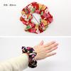 Komono Kobo Scrunchie, Small Hair AccessoryHair Tie, Futakoshi Chirimen Silk, Kyoto, Wa-KOMONO, Edo Komon 1002 (Double Cherry Blossom (Navy))
