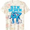 Modisches Herren-T-Shirt 67 Six Seven Blumenstreifen-Print Herren- und Damen-T-Shirts Top Sommer Kurzarm Rundhalsausschnitt Lässig Outdoor Herrenbekleidung