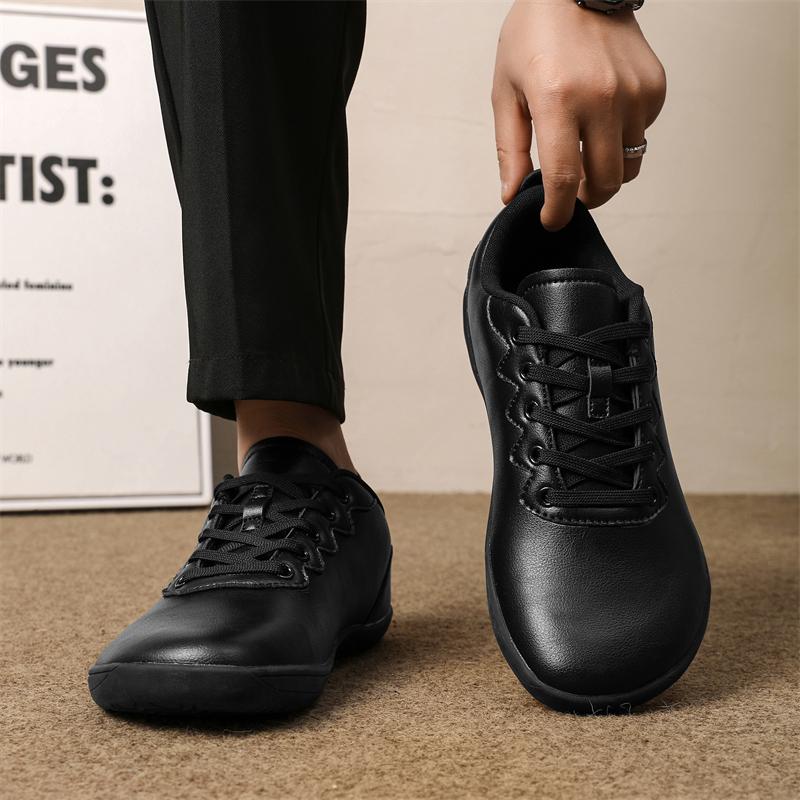Wide Toe Walking Flats Fashion Business Casual Shoes Waterproof PU Leather Gym Fitness Sneakers