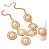Round Imitation Pearl Pendant Choker Ring Earrings Set Women Chic Party Jewery Accessory