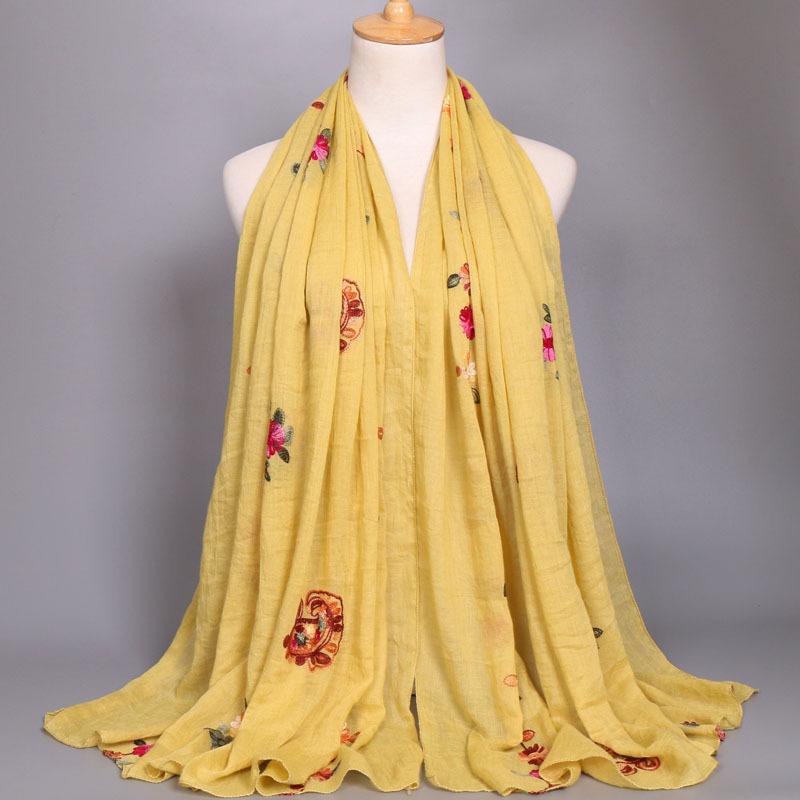 Women Fashion Plain Beige Stitch Cashew Floral Viscose Shawl Long Soft Wrap Neck Snood Pashmina Headband Muslim Hijab Sjaal