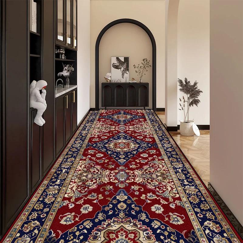 Bohemian Red Long Corridor Carpet Luxury Persia Decoration Hallway Rug Non-slip Easy Cleaning Floor Mat Stairway Runners Carpets