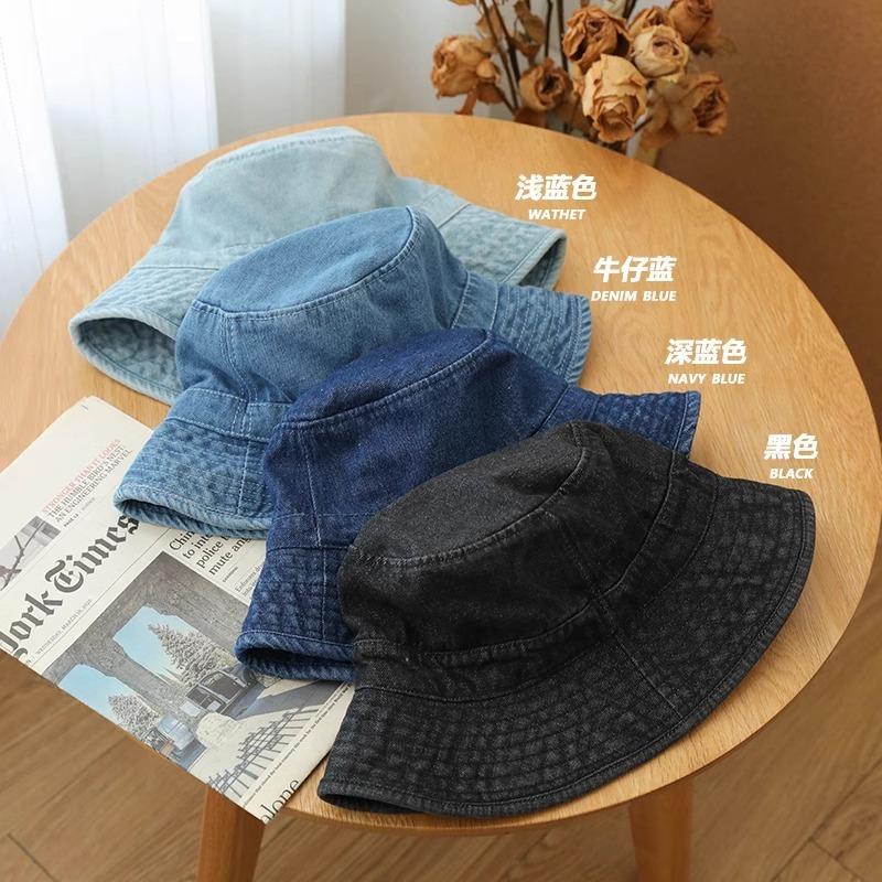 Do Old Denim Bucket Hat Women Plain Face Cover Wash Advanced Sense Bucket Hat Foldable Hat Autumn Show Small Face