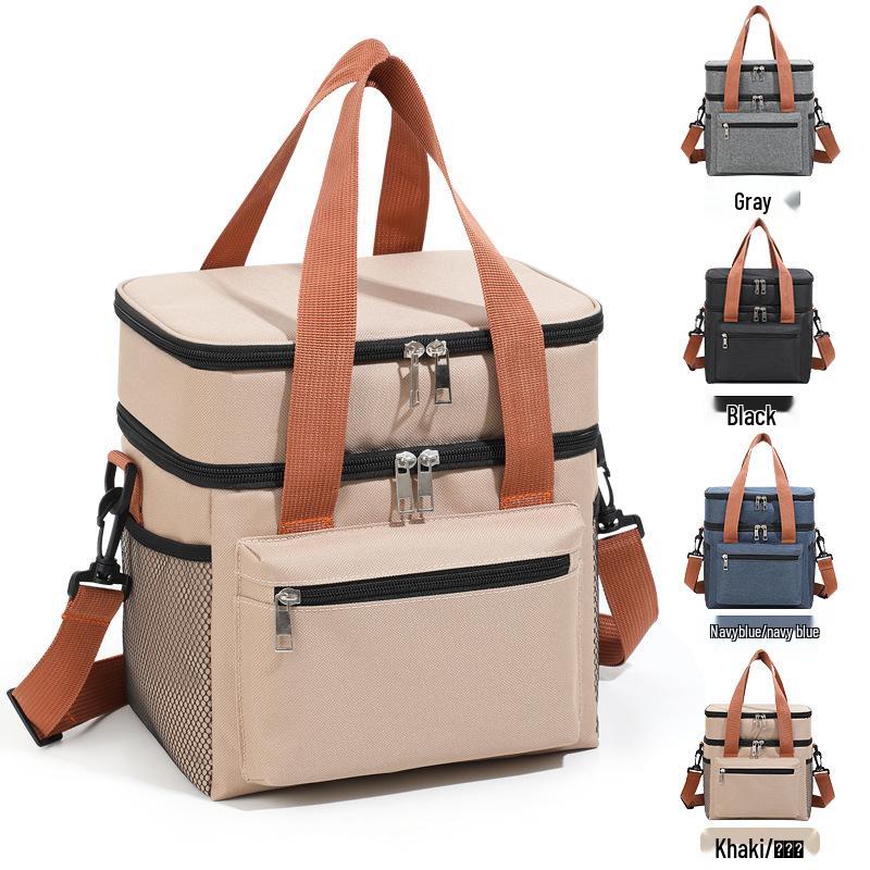 Doppellagige isolierte Crossbody-Lunchtasche für Camping und Picknicks