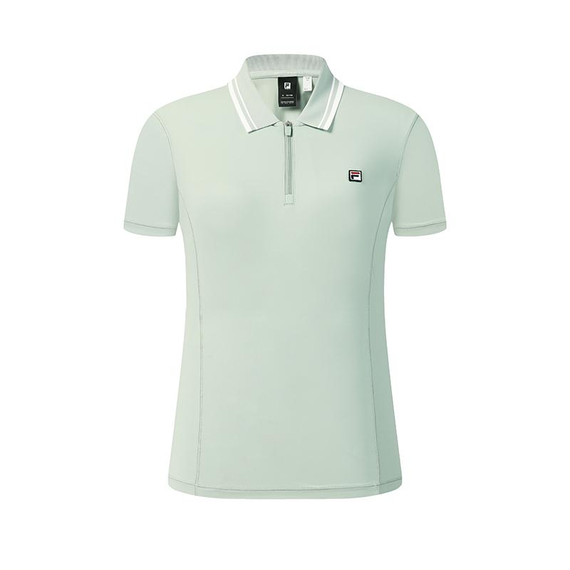FILA Tennis Minimalist Classic Retro Sports Polo Shirt Women tops Water-Grass-Gray-Green A11W623105FGN