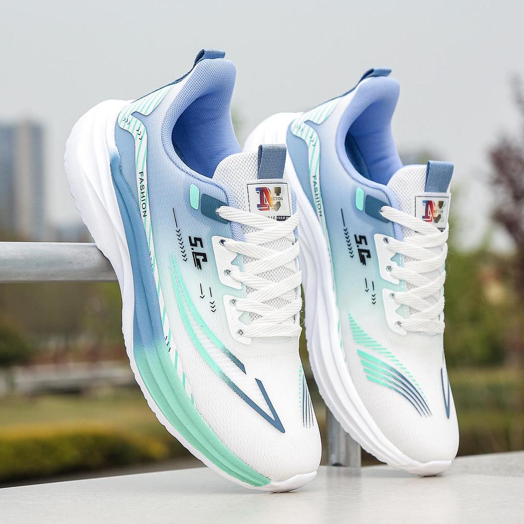 Forrest Gump Herren Trendiger Koreanischer Stil Lässig Leder Mesh Weiß Laufschuhe