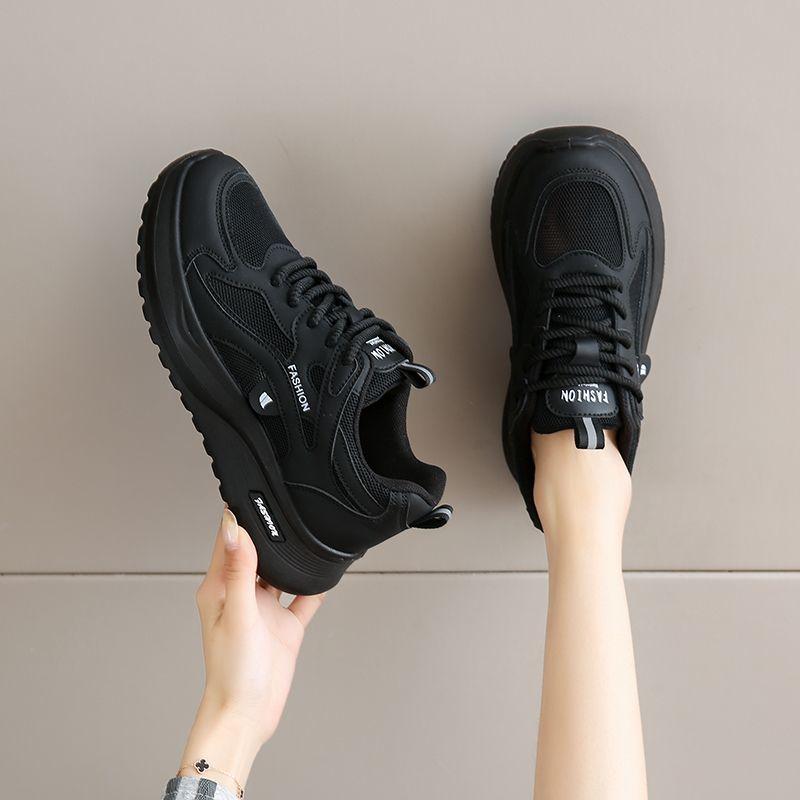 Stepping on shit soft sole black dad shoes women's summer new breathable light not tired feet work shoes non-slip sneakers