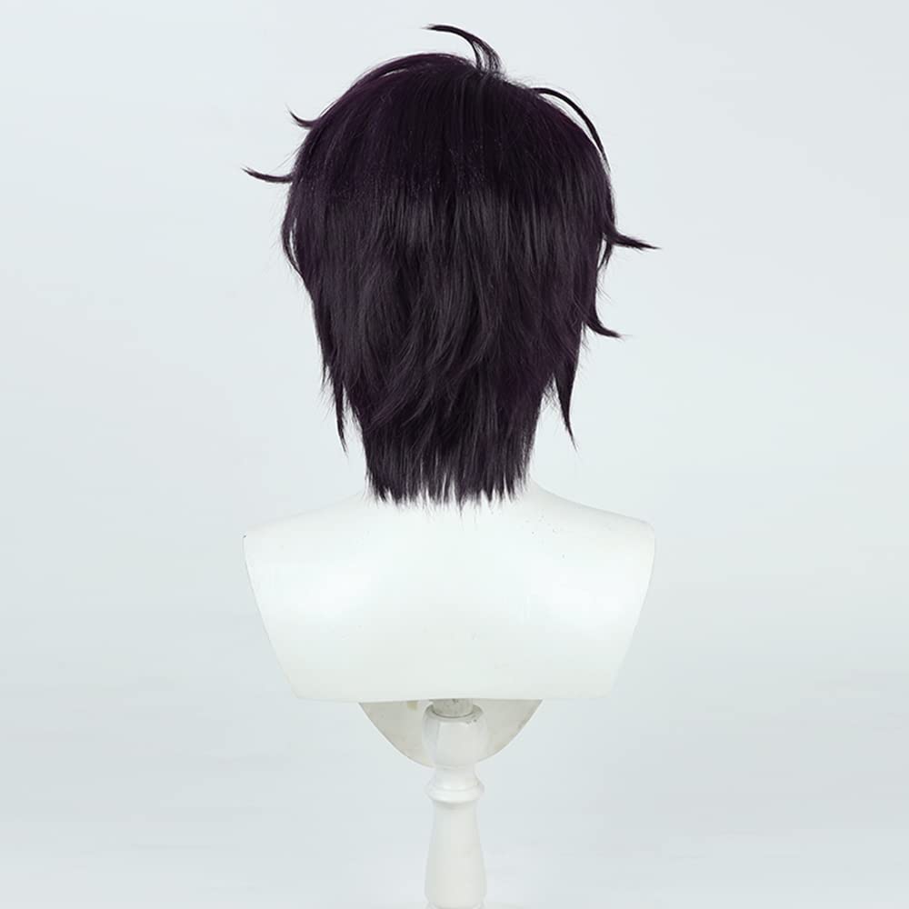 Ittetsu Saeki Cosplay Wig, Dark Purple, Heat-Resistant, Perfect for Costumes, Halloween, Events, and Photoshoots