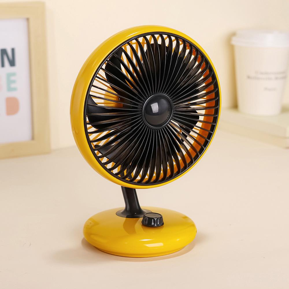 Retro USB-Powered Silent Desk Fan with Stepless Speed Control and Portable Brushless Motor