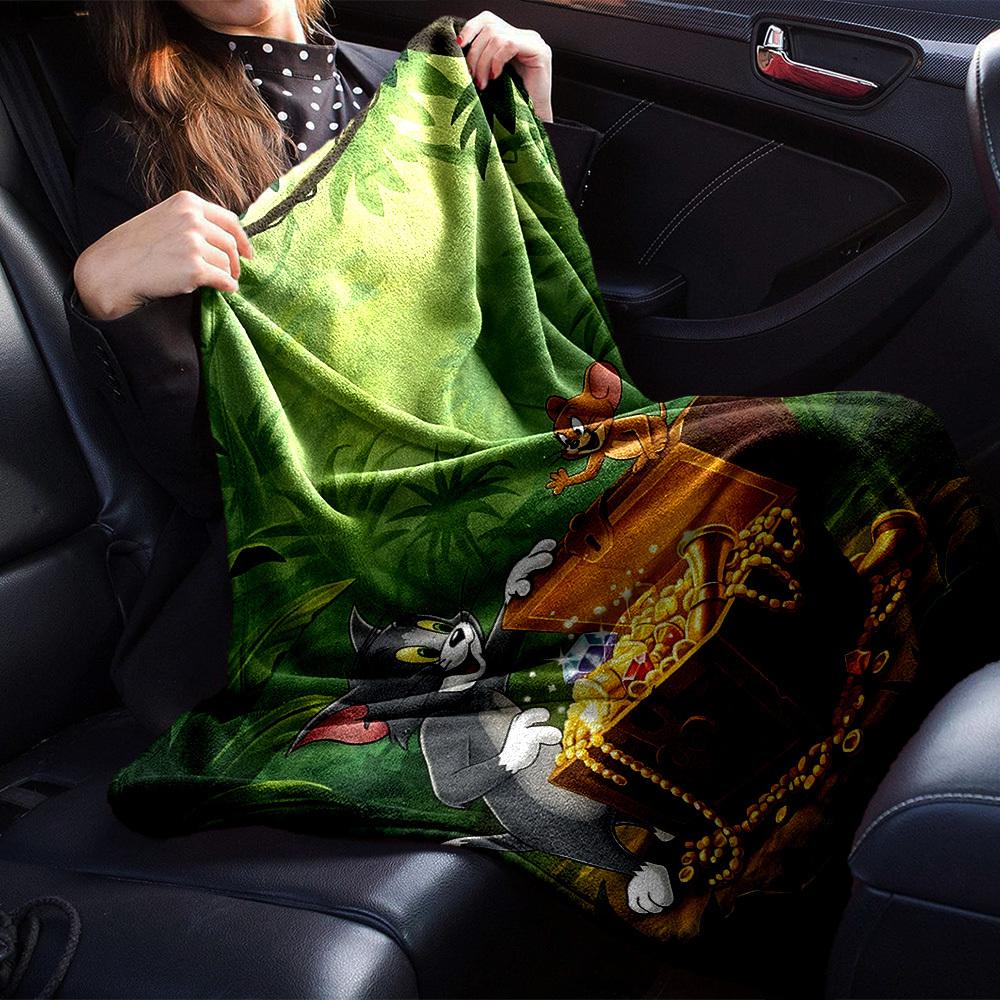 1pc Tom Jerry Flannel Blanket Soft Warm Throw for Home, Office, Travel, All-Season Cozy Bedding GiftL1204