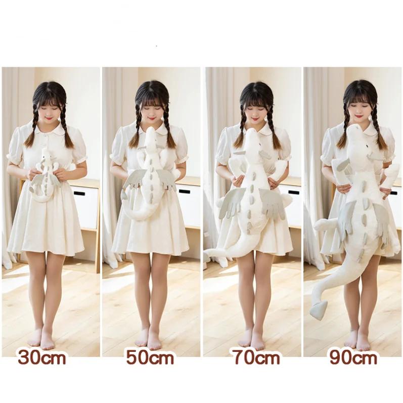 30/50/70/90cm Flying Dragon Cartoon Plush Toy With Wings Blue Green White Pink Long Dragon Plush Toy Pillow Gift For Boys Girls