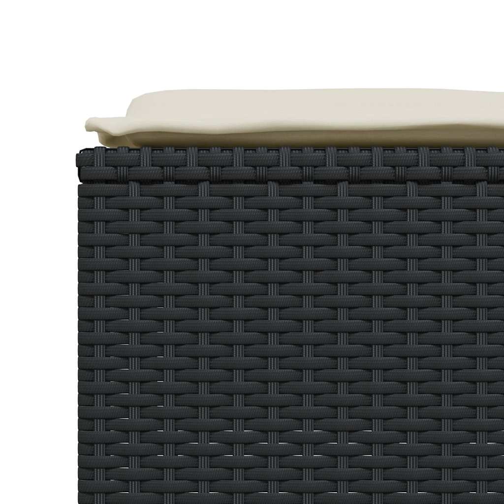 Garden Stool with Cushions 4 pcs Black Poly Rattan