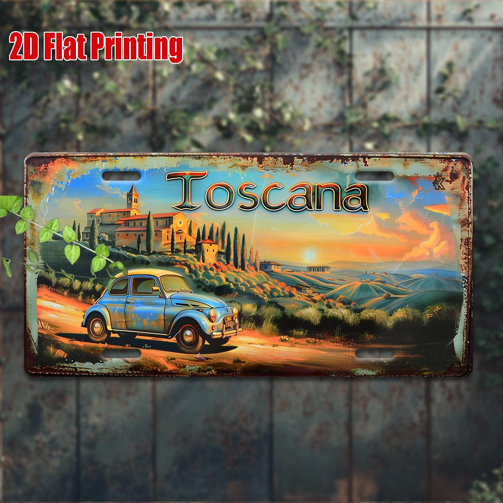 

D Flatpc Vintage Metal Sign for Decorationg Only Outdoor Wall Art (cm xcm) Toscana Italian Countryside Scene Retro 15x30cm(5.9x7.8inch)