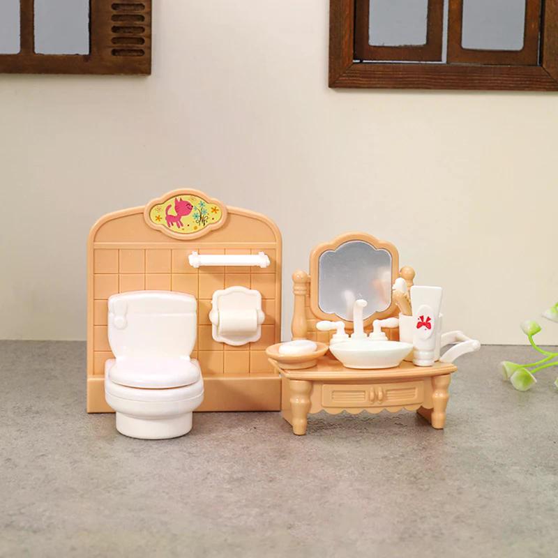 1set 1:12 Dollhouse Miniature Bathtub Toilet Sink Bathroom Set Furniture Home Model Decor Toy Doll House Accessories