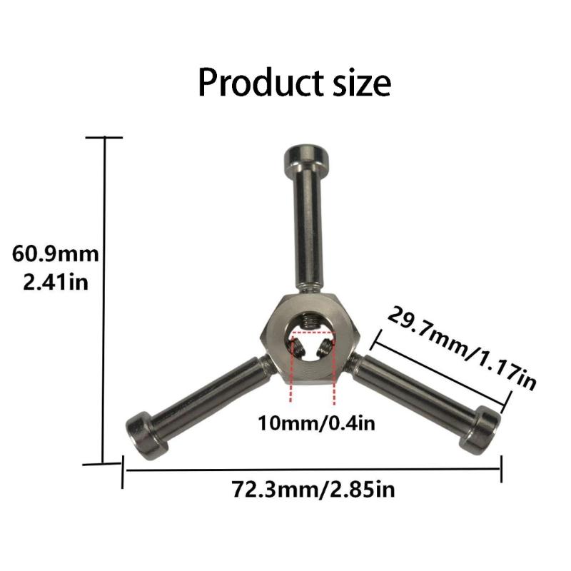 Metal Faucet Handle for Plumbing Repair, Three Grip Replacement Knob with Threaded Center Mount and Visible Size Reference for Outdoor Faucet Use