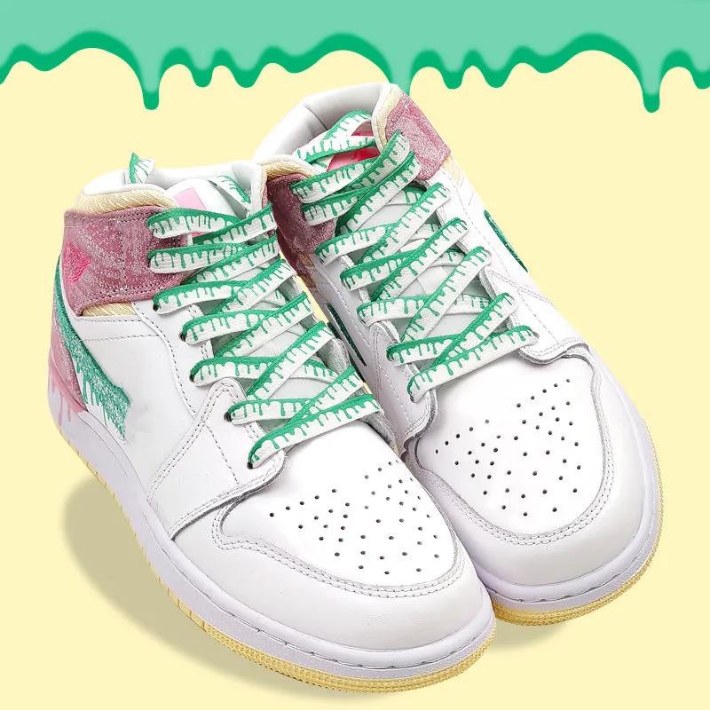 Colorful Mandarin Duck Powder Green Shoe Laces Af1 Ice Cream Shoelaces for Sneakers Flowing Shoelace Flower Ins Shoes Strings