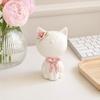1/2Pcs Ceramic Bow Cat Figurine, Sitting Kitten Statue with Flower Decor, Mini Animal Desktop Ornament for Home Office