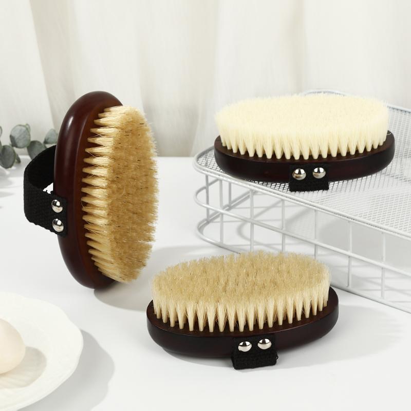 1Pcs Soft Wet Dry Body Spa Massager Brush Wood Bristle Bath Brush Household Practical Skin Exfoliates Body Cleaning Brush