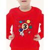 European sizes Kids' 3 Birthday Planet Style Astronaut Print Pattern Fleece Warm Top Fashion Print Pattern Wear Casual Long Sleeve