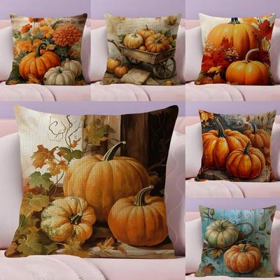 Pumpkin Hot Cushion Cover Natural Linen Pillow Case DoubleSided Print Decorative Sofa Pillowcase Home Decor Gift