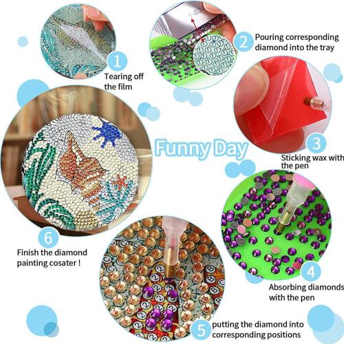 KAKISO 8 Pieces DIY 5D Diamond Painting Coasters with Craft Art Stand, Handmade Diamond Painting - Christmas Decorations, Santa Claus, Snowman, Snowfl
