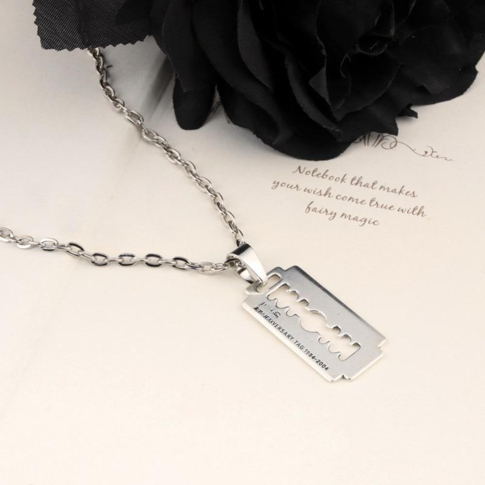 Retro Exquisite Silber Farbe Geometrie Rasierklinge Anhänger Halskette für Damen Herren Persönlichkeit Punk Halskette Schmuck Geschenke