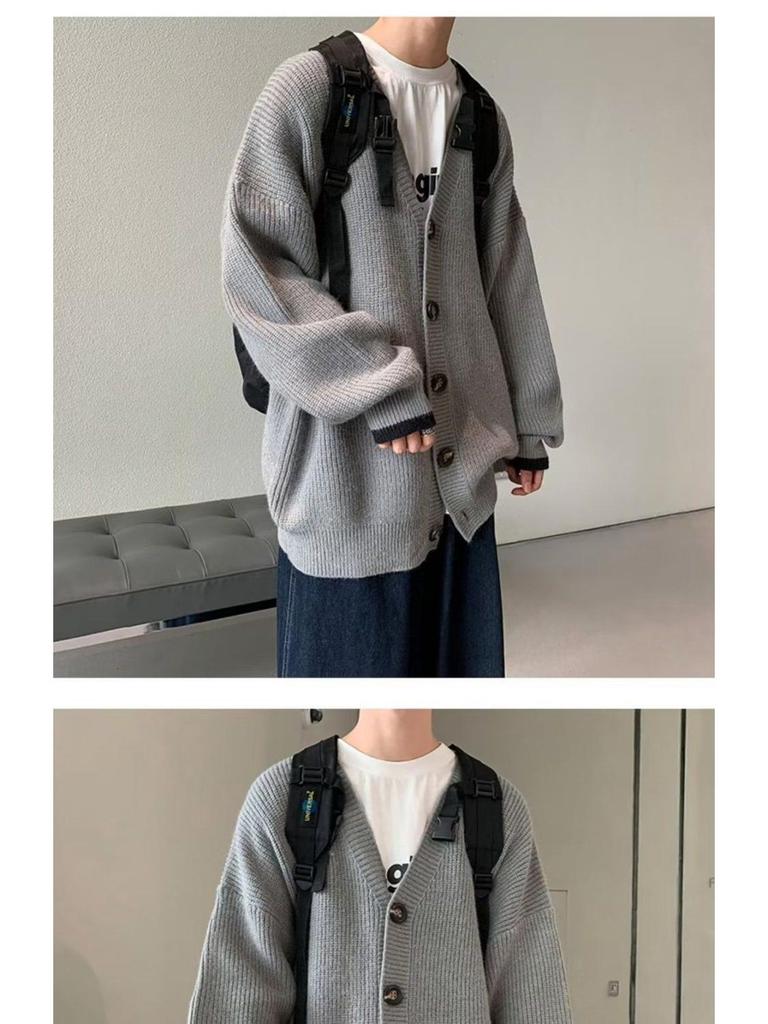 Korean V-Neck Cardigan: Trendy Men's Knitwear for 2025 Autumn/Winter - Hong Kong Ins Style