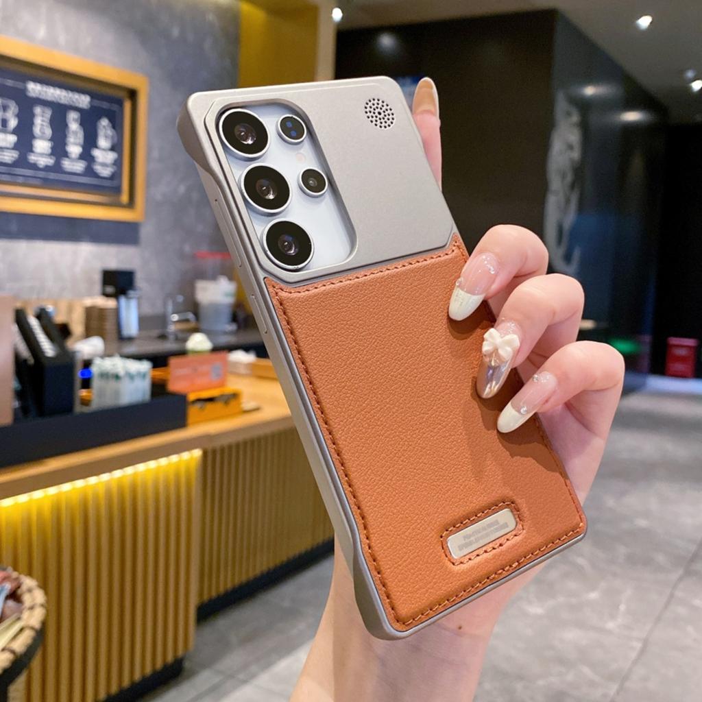 Dla Magsafe Magnetyczne Skórzane Bezramkowe Etui dla Samsung S25 Ultra S24 Plus S23 S22 Ładowanie Bezprzewodowe Lepszy Odprowadzanie Ciepła Galwanizowany Zderzak