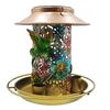Bird Feeder with Light Hollow Pattern Design Solar Powered Hummingbird Food Holder Lantern Light Garden Decoration