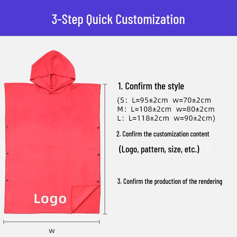 Ultrafine Fiber Hooded Beach Bathrobe and Portable Changing Towel