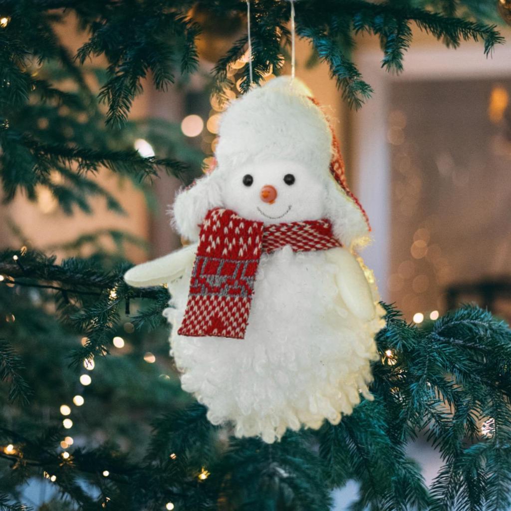 Christmas Snowman Pendant Hanging Ornament Lovely Gift, Xmas Tree Decoration Plush for Wall