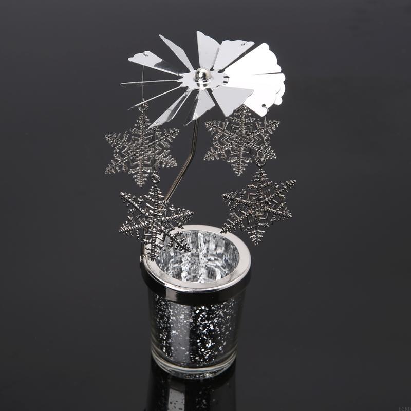 62KD Rotating Tea Light Holder Spinning Tealight Stand Candleholders Wedding