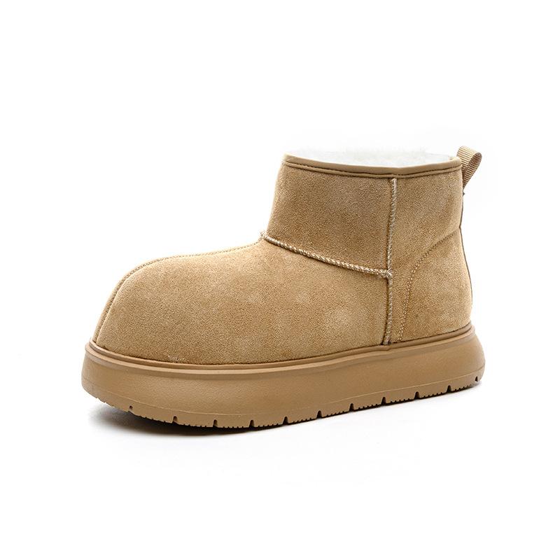 Snow boots women's 2025 winter new big head cute snow boots casual fashion velvet thickened cold-proof bread boots