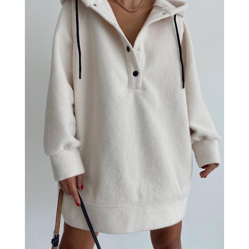 Women's Long-sleeved Loose Casual Hooded Fleece Sweatshirt Top