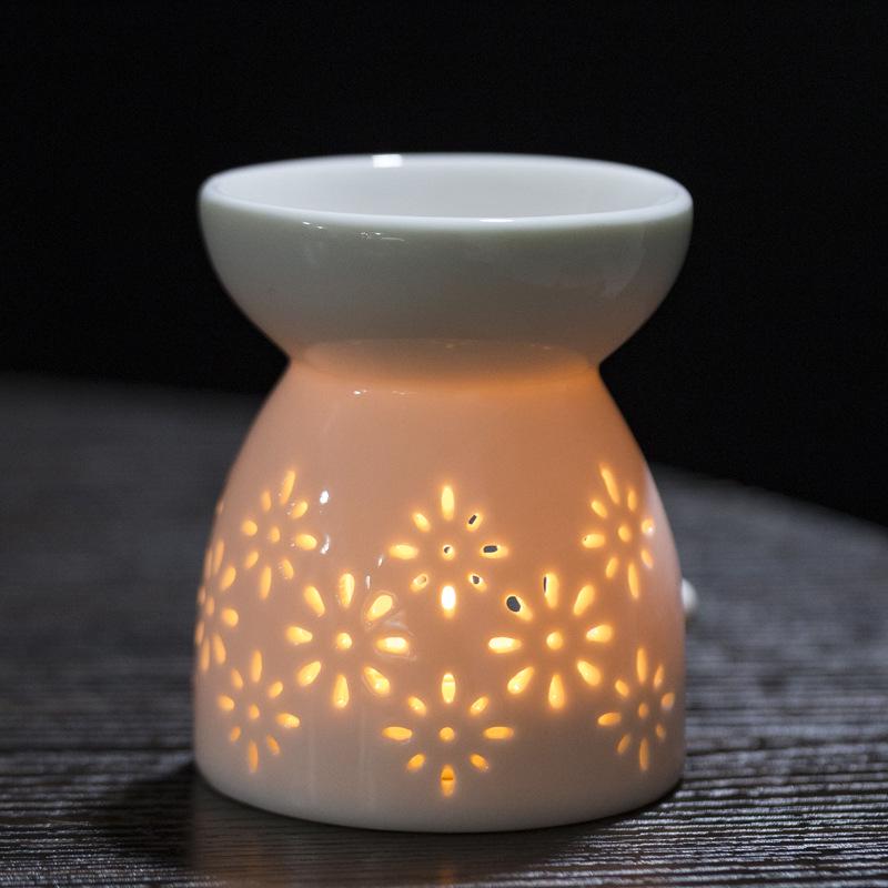 Modern Mini Sandalwood Ceramic Incense & Essential Oil Burner, Aromatherapy Lamp for Home
