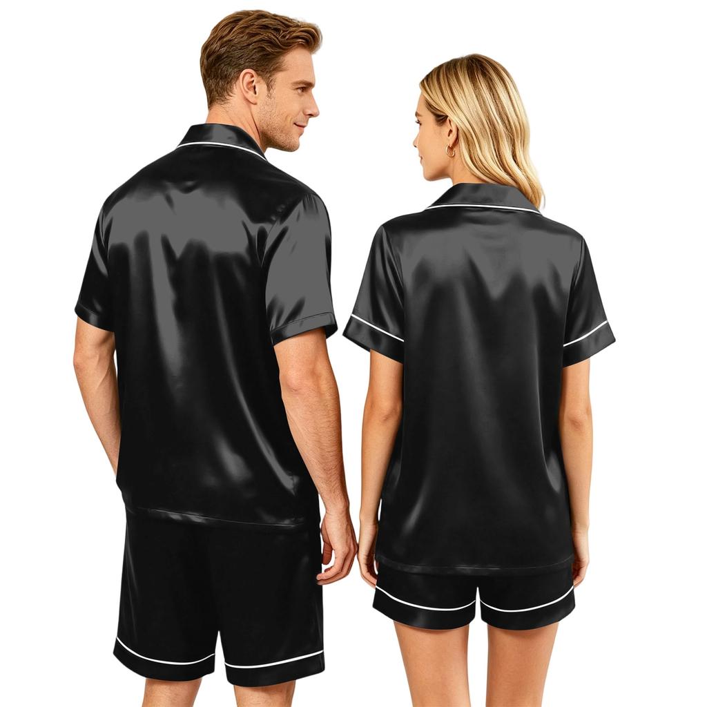 Couple Matching Pajama Set Short Sleeve Button Down Shirt and Shorts Set Soft Casual Sleepwear Available In Sizes S To XXXXL