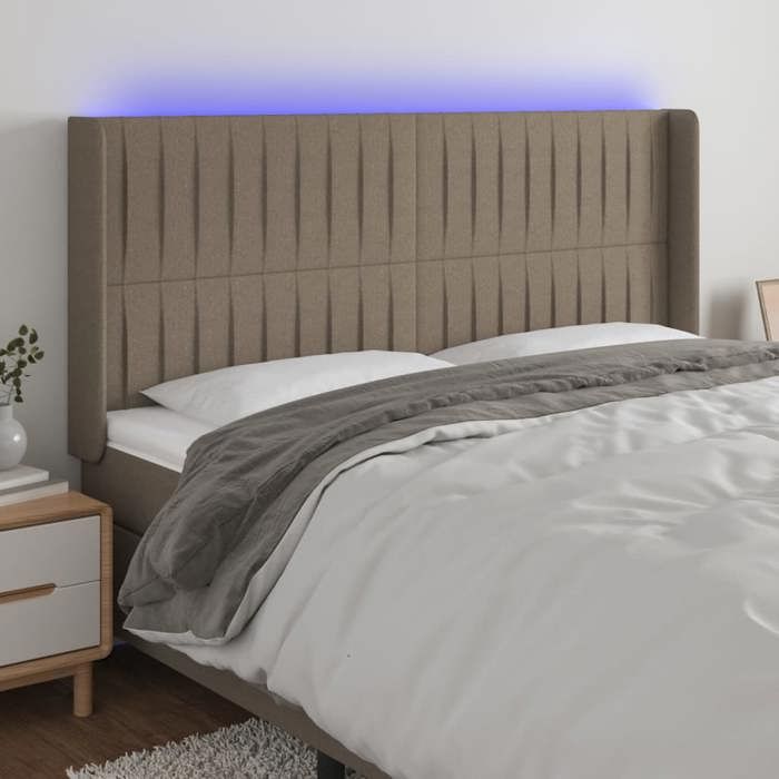 VidaXL Tête de Lit à LED Meuble de Chambre à Coucher Accessoire de Lit Double Tête de Cadre de Lit Intérieur Taupe 3124312